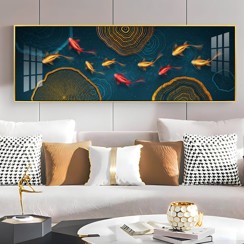Colorful Koi Fish Premium Acrylic Horizontal Wall Art